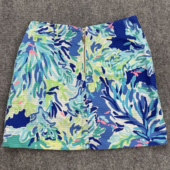 Lilly Pulitzer Marigold Skort Sz 2 Brilliant Blue Wade And Sea Pockets Zip Back - Picture 2 of 11
